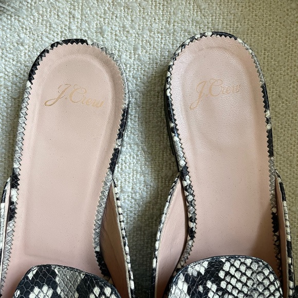 J. Crew Leather Mules with Snakeprint, Size 9 - Picture 4 of 4